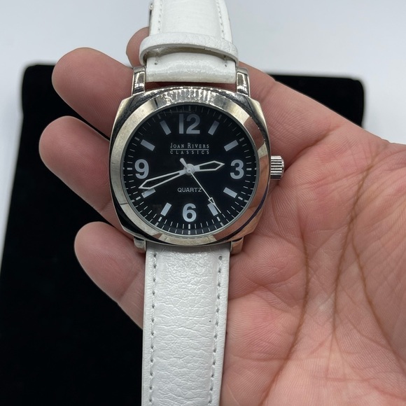 Joan Rivers Classics Collection Silver Tone White Leather Band Watch - Picture 2 of 5